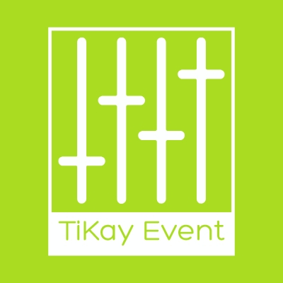 Logo von TiKay Event, ein stilisiertes Mischpult auf grünem Hintergrund